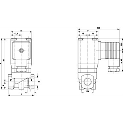 2/2 Solenoidové ventily DN 10, krátka verzia scheme