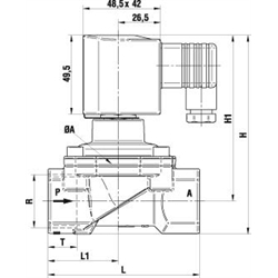 2/2 Solenoidové ventily DN 20 a DN 25 štandardná verzia scheme