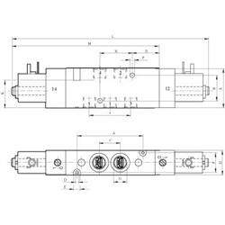 5/2 Solenoidové ventily, obe strany magnetické scheme