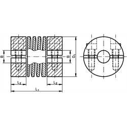 Kompenzačné spojky KA, krátka verzia, plast polyacetal scheme