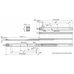 Vedenia Accuride  DZ 2731 CL, šírka 19,1mm, do 30kg, plný výsuv, pozink scheme