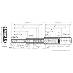 Kus vedenie Accuride  DP 9301 E , šírka 19,1mm, do 272kg, plný výsuv, pozink, pre potravinarstvo scheme