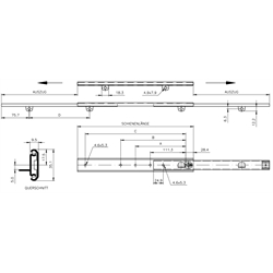 Vedenia Accuride DZ 2002, šírka 9,5mm, do 35kg, výsuv v oboch smeroch scheme