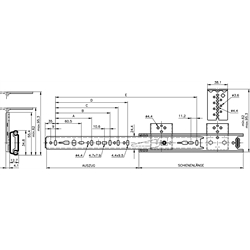 Vedenia Accuride DZ 2109, šírka 12.7mm, s konzolami ,  3/4 výsuv scheme