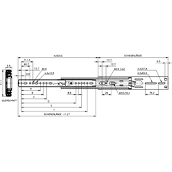 Vedenia Accuride DZ 2907, šírka 9,6mm, do 52kg, výsuv nad rozmer scheme