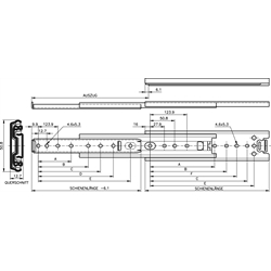 Vedenia Accuride DZ 3301, šírka 12,7mm, do 68kg, výsuv nad rozmer scheme