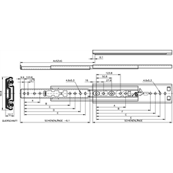 Vedenia Accuride DZ 3307, šírka 12,7mm, do 68kg, výsuv nad rozmer scheme