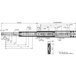 Vedenia Accuride DZ 3832 SC, šírka 12,7mm, do 50kg, úplný výsuv, SELF CLOSE scheme