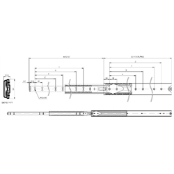 Vedenia Accuride DZ 5417, šírka 17.5mm, do 100 kg, výsuv nad rozmer scheme