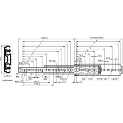 Kus vedenia Accuride DZ 9301 E, šírka 19.1mm, do 227 kg, plný výsuv , pozink scheme