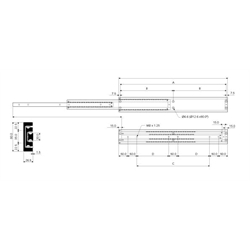 Vedenia Accuride DA 4160, šírka 26.5mm, do 300 kg, plný výsuv, ALU scheme