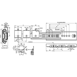 Vedenia Accuride DS 5322, šírka 20,7mm, do 120kg, výsuv nad rozmer, nerez scheme