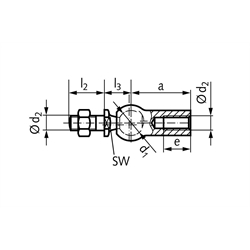 Axiálny klb podľa DIN 71802 veľkosť 19 závit M14x1,5 pravý, s maticou, pozinkovaná oceľ photo