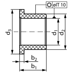 Klzné prírub. ložiská, Termoplast EP22 TM, do 170°C scheme