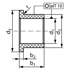 Klzné prírubové púzdra, termoplast EP43 TM, do 240°C scheme