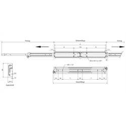 Vedenia Accuride DA 4165 , šírka 26,5mm , do 270 kg, plný výsuv v oboch smeroch scheme