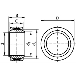Kĺbové ložiská DIN 12240-1, E, bezúdržbové scheme