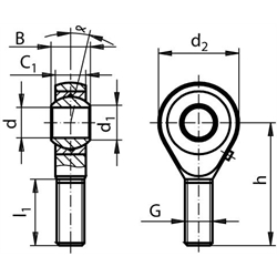 Kĺbové oká GS, DIN 12240-4, K, na veľké zaťaženie, vonkajší závit scheme