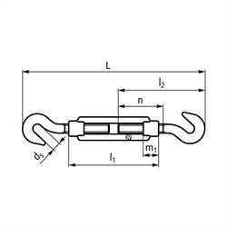 Turnbuckle DIN 1480 with 2 hooks thread M6 material S235 galvanized  photo