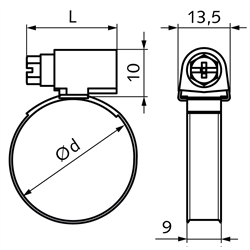 Spona hadicová DIN 3017-1 Typ W1 poznik scheme