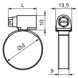 Spona hadicová DIN 3017-1 Typ W4 nerez scheme