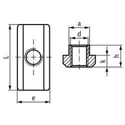 Matice DIN 508 pre T drážky DIN 650, dlhý tvar, nerez scheme