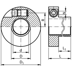 Upínacie púzdra  E-N, diery  15 - 50 mm, nerez scheme