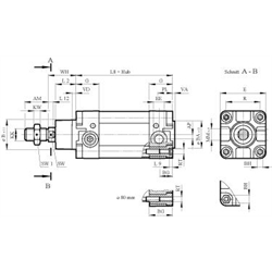 2-činný štand. pneum. valec ISO 6431 a VDMA 24562, s magnet. piestom scheme