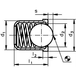 Púzdro s odpruženou guličkou, GP, d1=6mm, POM photo