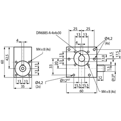 Šnekové prevodovky Typ KES, do 18Nm, i=13:1 až 65:1 scheme