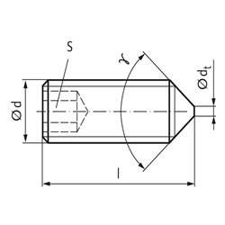 Nast. skrutka ISO 4027 (DIN 914) s vnút. 6-hr. a hrotom, čiernená,  M10 x 10mm photo