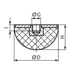 Gumový tlmič KPR (polgulový tvar) s maticou scheme