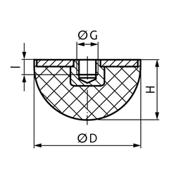 Gumový tlmič KPR polgula, I   ø 30mm   matica M8 photo