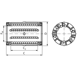 Lin. ložiská KB-3-A ISO Serie 3, uzavr. dizajn, samostrediace 3F scheme