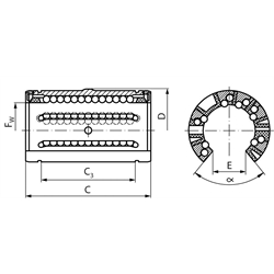 Lin. ložisko KB-3-A-O ISO Serie 3, Otvor. dizajn, samostrediace, pre hriadeľ d=, 30mm photo