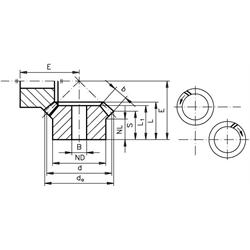 Bevel gear set   spiral toothed   module 2.5   number of teeth 19/19   i=1:1   material steel 16MnCr5   teeth hardened   bore 20mm photo