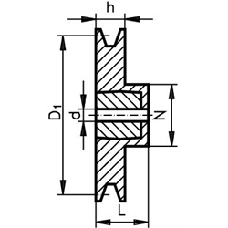 Klin. remenica, profil A(13) a SPA, 1drážka, nom. Ø 224mm, hlinníková zliatina  s výstužou náboja z liatiny photo