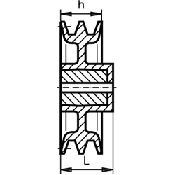 Klin. remenica, profil B(17) a SPB , 2drážky, nom. Ø 250mm, hlinníková zliatina  s výstužou náboja z liatiny photo