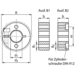 Zverné krúžky B1, narezané, s 2  ax. mont. dierami, nerez scheme