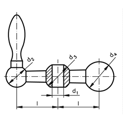 Kľuka s troma guličkami 2140, l=41mm, oceľ photo