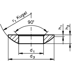 Guľové podložky DIN 6319, nerez 1.4305 scheme