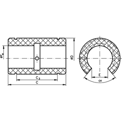 Lineárne klzné ložiská PO-3-0, ISO serie 3, otvorené, plast scheme