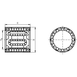 Lineárne ložiská KB-1, ISO serie 1, s krytmi scheme