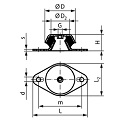 Bezpečnostné pätky,  D = 48mm   H = 23mm  závit M8   oval photo