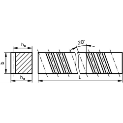 Ozubené hrebene, oceľ C45KG, ľavé, Modul 1 scheme