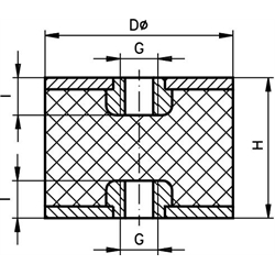 MGI gumový tlmič (silent block), Ø 25mm, vnút. závit M6x6 photo