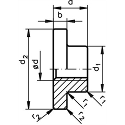 Prírubové matice s trapéz. závitom, 1-chodé, pravotočivé, liatina scheme