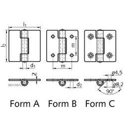 Pánty plechové M136, nerez scheme