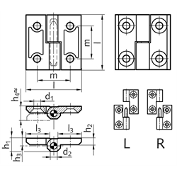 Pánty M337, rozoberateľné, nerez scheme