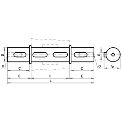 Výstupný hriadel pre prevodovku HMD, 2stranný, velk. 030,  d=14mm, l=126mm photo